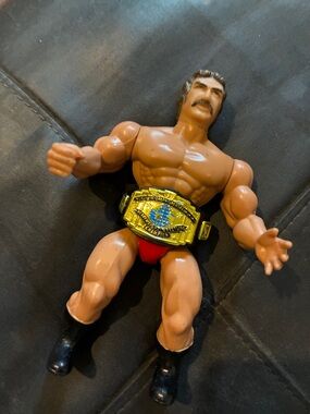 Vintage Wrestling Action Figure with Gold Championship Belt
